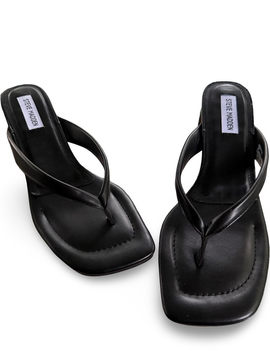 Steve Madden Shoes - Steve Madden Black Square-Toe Thong Sandals
